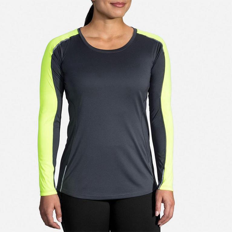 Brooks Nightlife Women's Long Sleeve Running Shirt - Grey (43261-YIXV)